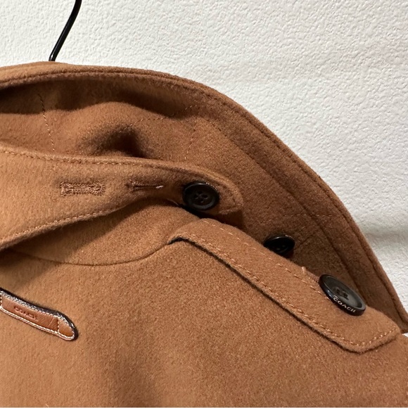 COACH wool and leather camel peacoat LIKE NEW - Picture 7 of 16